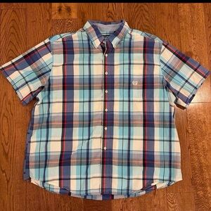 Chaps Multicolor Plaid Button Down Shirt Short Sleeve 2XL